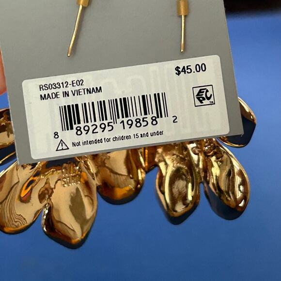 Robert Lee Morris Studio Gold Tone Flower Dangle Earrings NWT - Picture 5 of 6